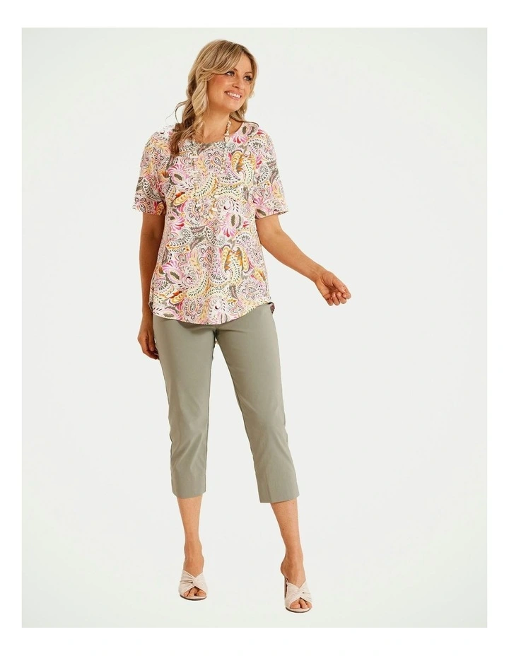 Chaucer Plain Hem Capri With Basque Pant in Sage