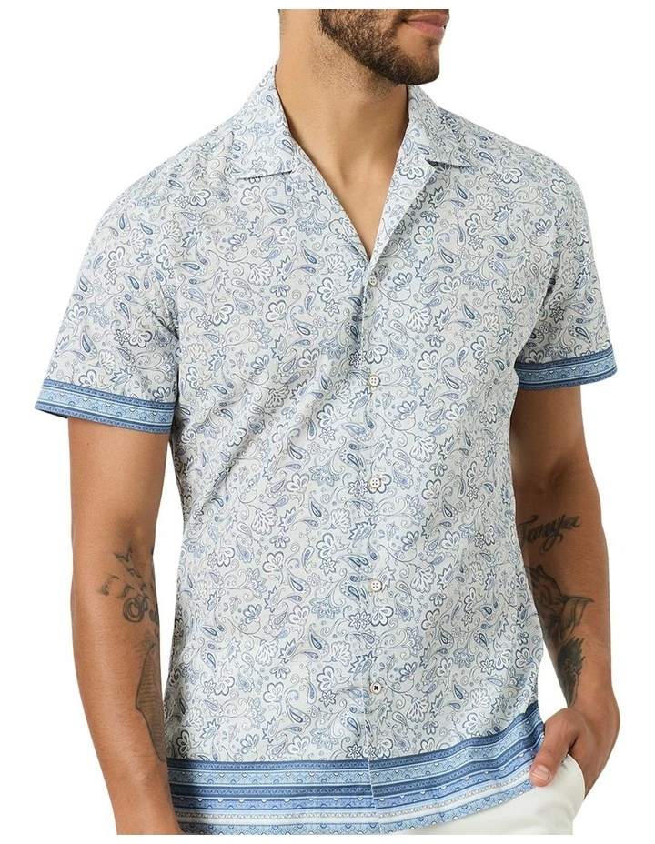 Pesaro Camp Collar Short Sleeve Shirt in Two Tone