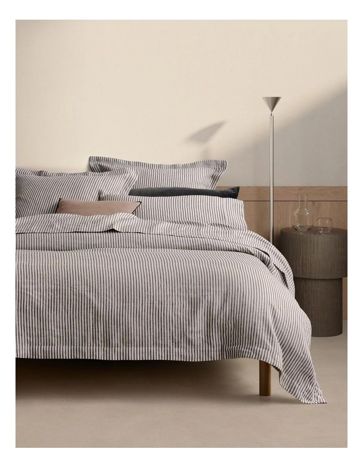 Abbotson Ticking Stripe Tailored Quilt Cover in Carbon