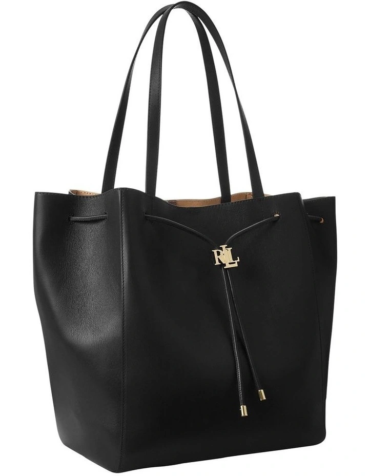 Leather Medium Andie Drawstring Tote in Black