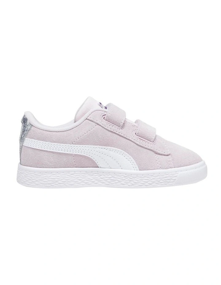 Suede Classic Starry Self-Fastening Pre-School Sneakers in Pink