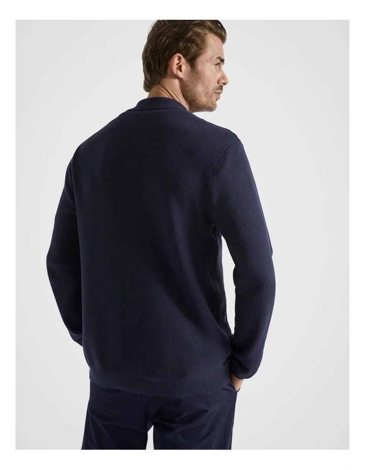 Retro Knitted Polo Shirts in Midnight Multi