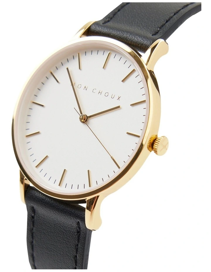 Classic Noir Grape Vegan Leather Watch 38mm in Gold