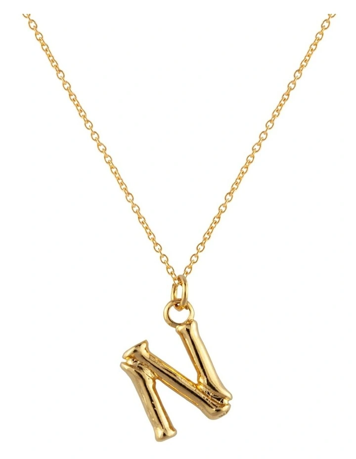 Letter N Initial Gold Necklace