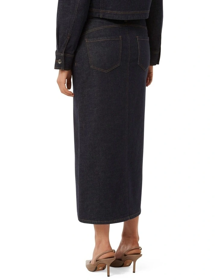 Harper Denim Midi Skirt in Blue