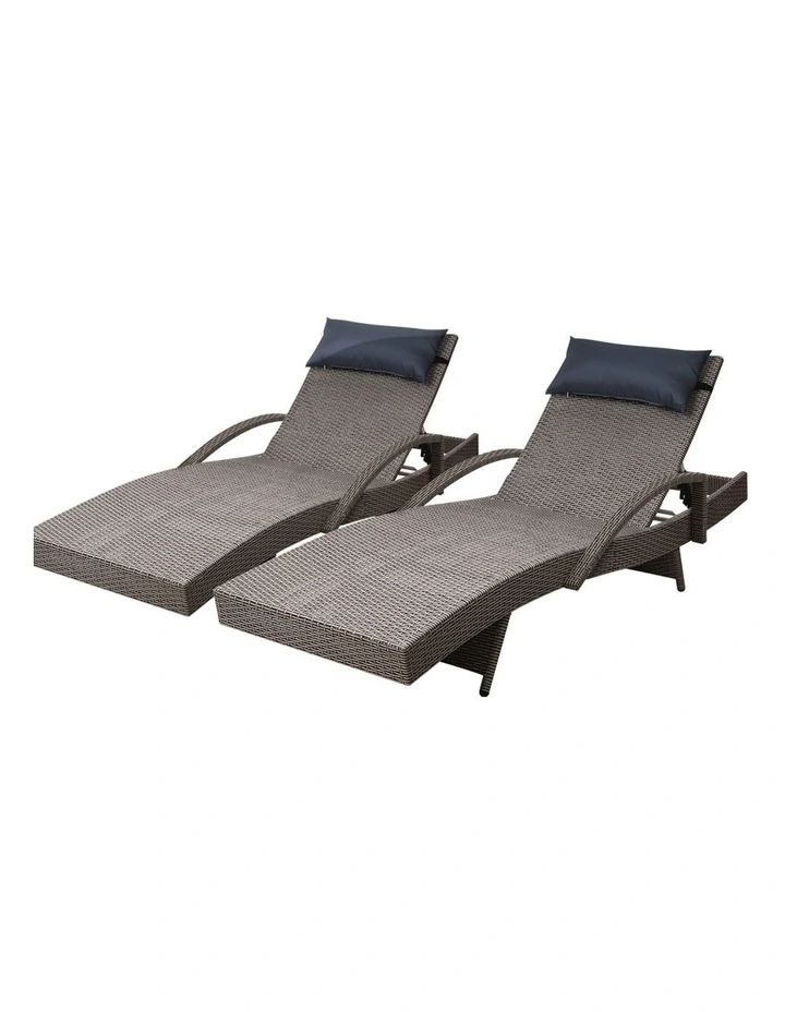 Sun Lounger x2 in Grey & Beige