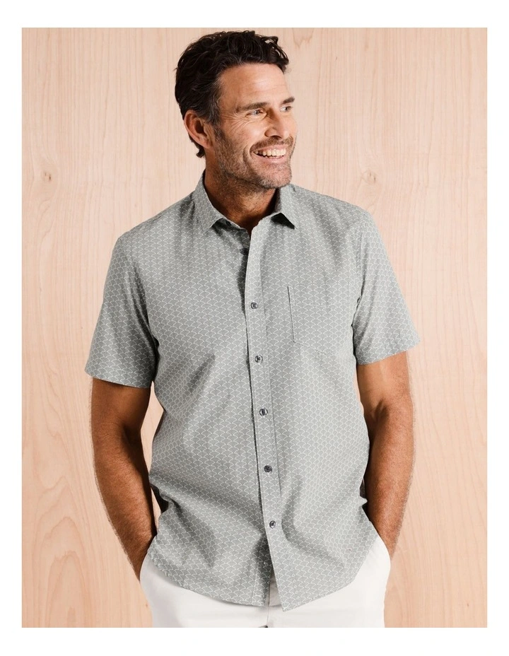 Zenith Short Sleeve Print Shirt in Sage