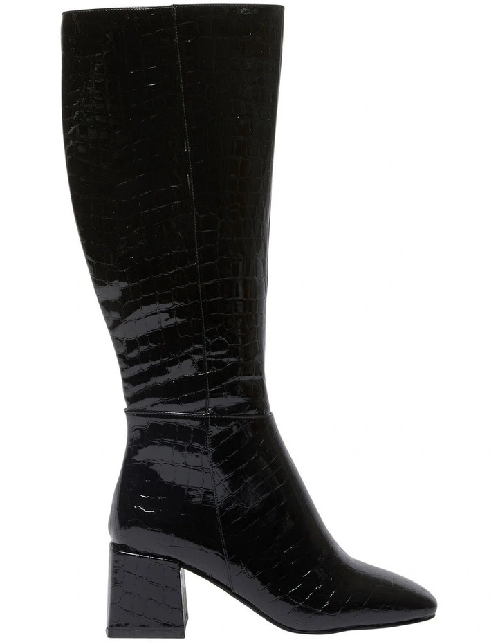 Tabby Boots in Black Croc