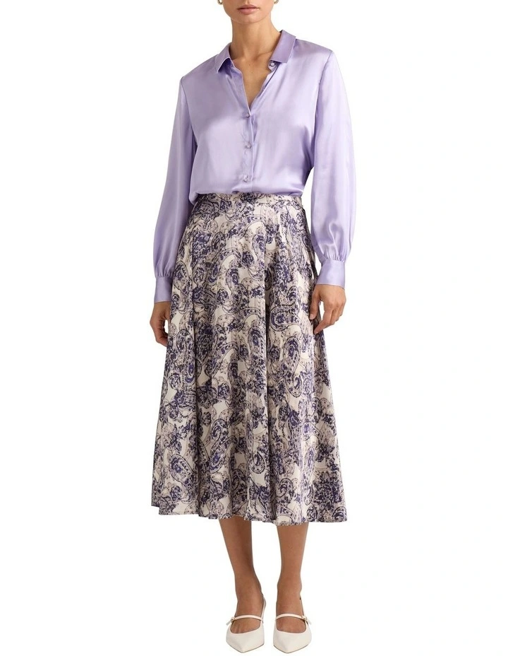 Ravenna Silk Midi Skirt in Marbles Multi