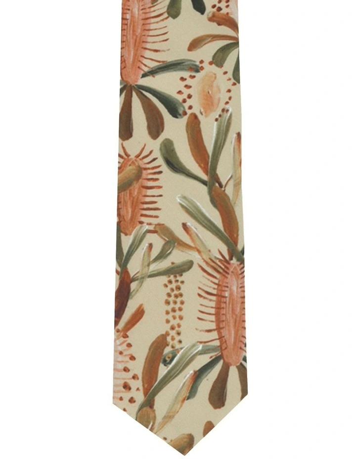 Grass Tree Tie Gift Set in Beige Multi