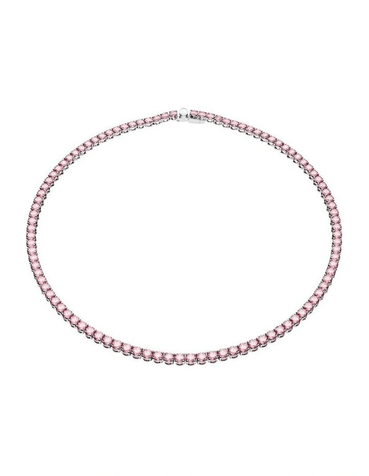 Matrix Tennis Necklace in Pink/Rhodium