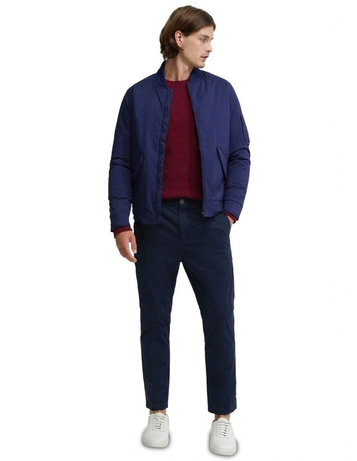 Hamish Padded Bomber Jacket in Navy
