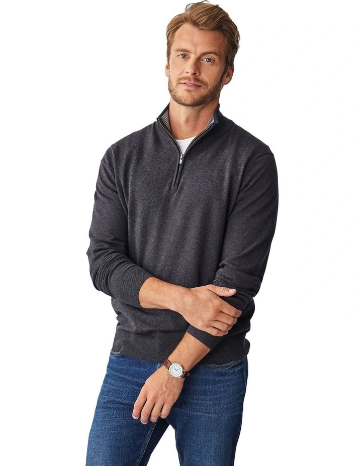 High Flex Half Zip Knit in Charcoal