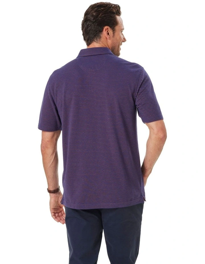 Smart Jacquard Stripe Polo Shirt in Purple