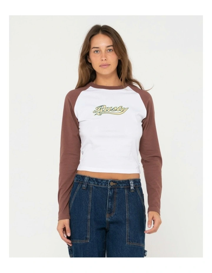 Norty Long Sleeve Raglan Tee in White
