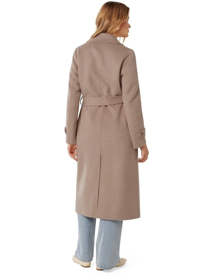Carter Felled Seam Coat in Beige