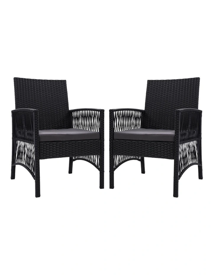 2PC Outdoor Dining Chairs Patio Furniture Wicker Lounge Chair Garden