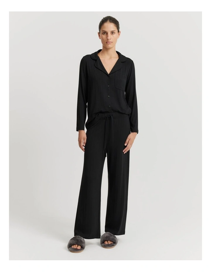 Wide Legging Pyjama Pant in Black