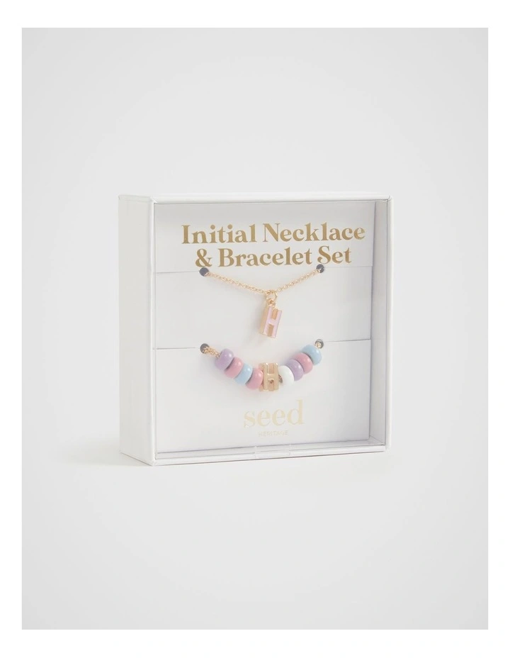 Initial Necklace and Bracelet Set in H