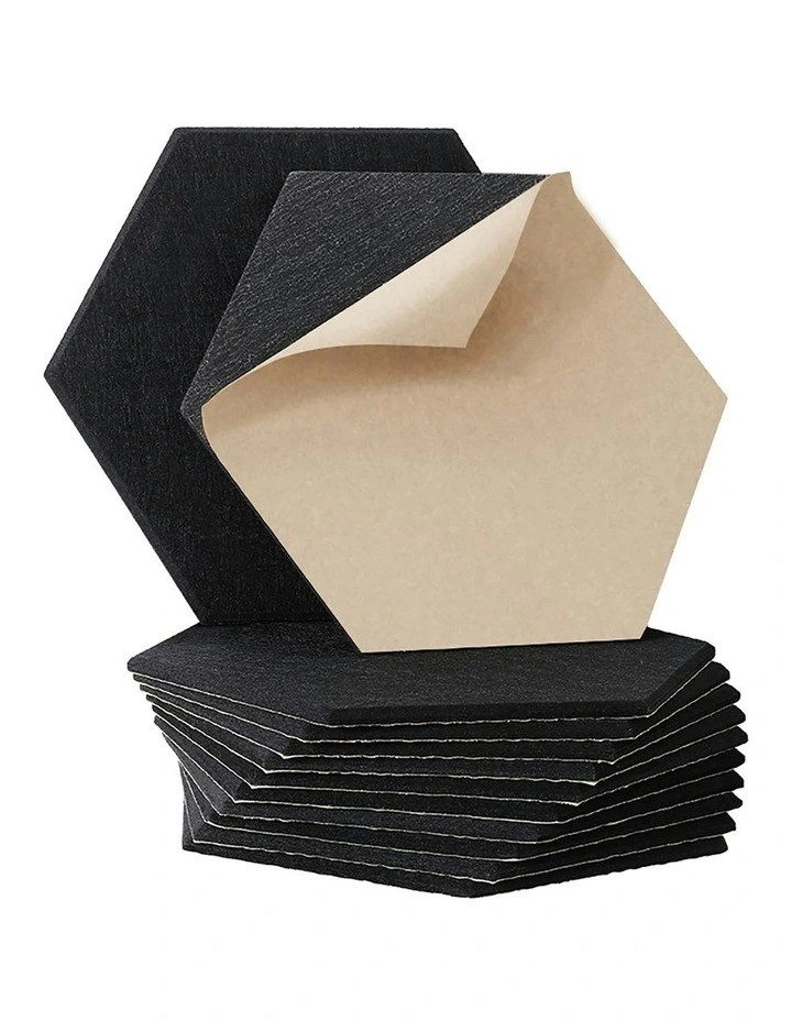 Acoustic Foam Soundproofing Tiles 12 Piece 35x30x0.9cm in Black