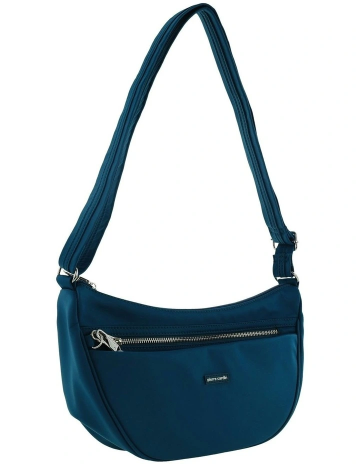 Pierre Cardin Anti-Theft Nylon Crescent Cross-body Bag in Turquoise