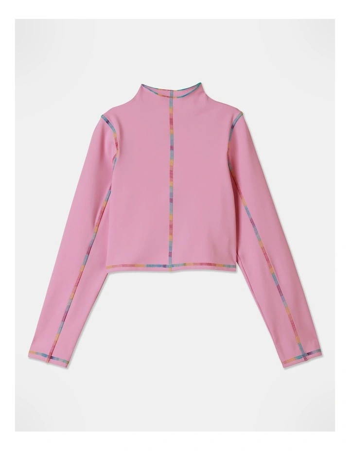 Txactive Long Sleeve Funnel Neck Top in Pink