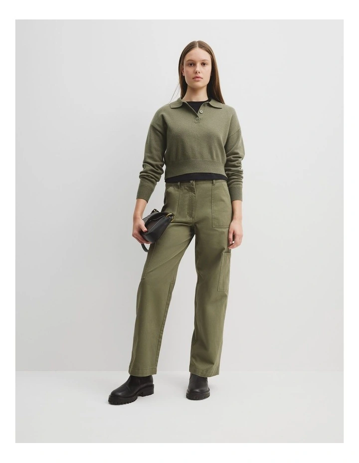 Teen Polo Knit Pullover in Olive