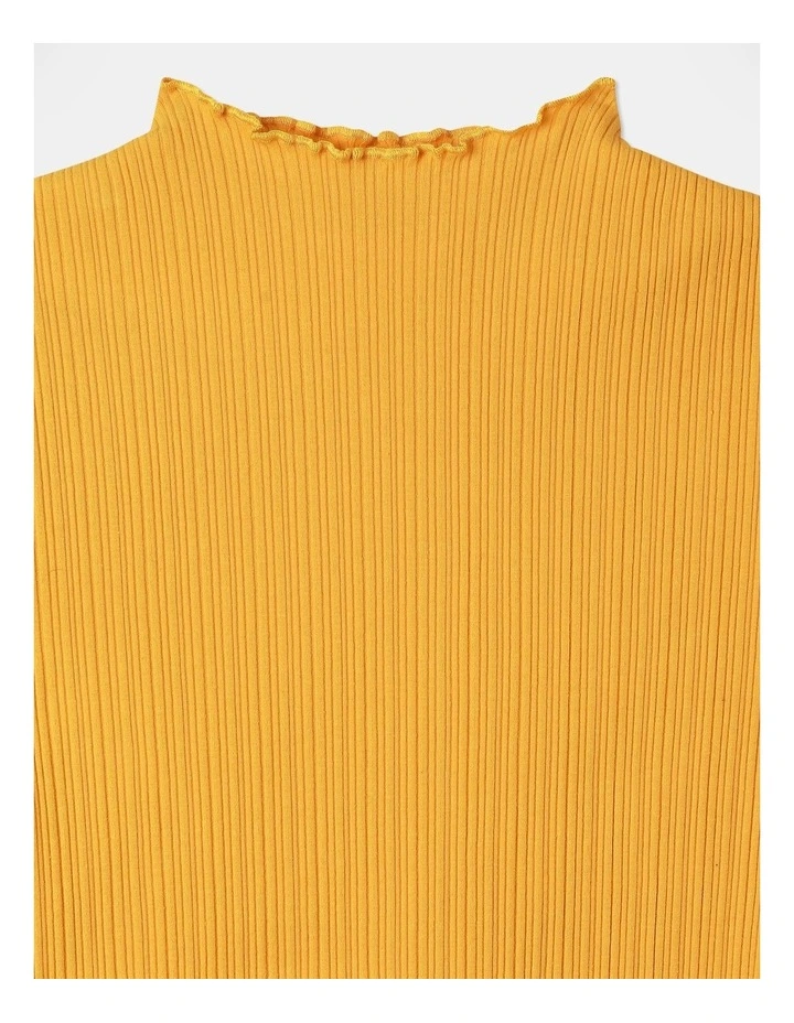 Long Sleeve Funnel Neck Top in Mustard