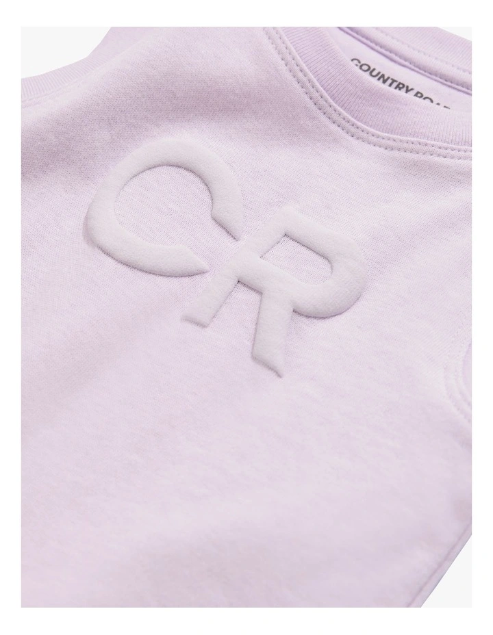 Organically Grown Cotton Puff Logo Bodysuit in Lilac