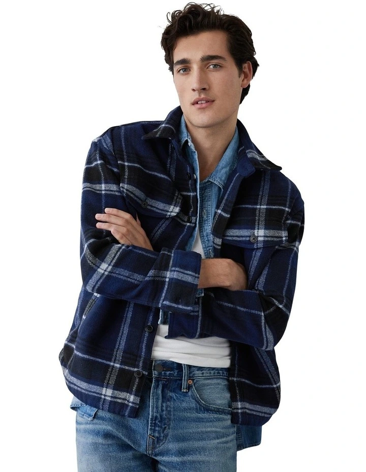 Super Soft Plaid Shirt Jacket in After Midnight