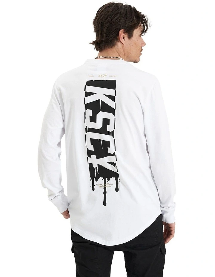 Punks Heavy Dual Curved Lone Sleeve Tee in White