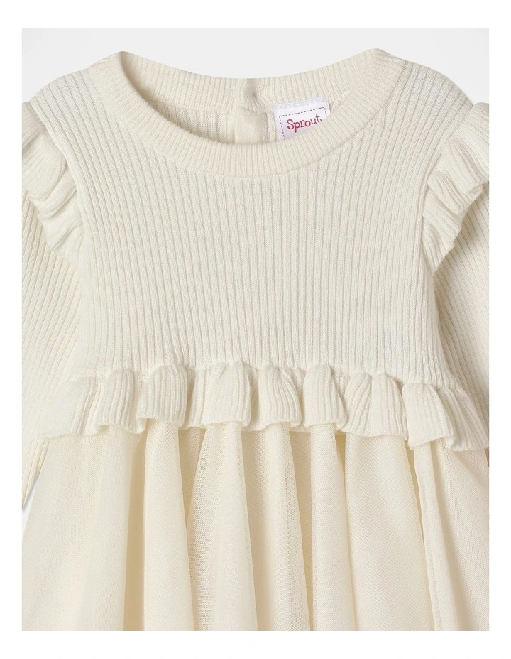 Evangaline Knit Tutu Dress in Cream