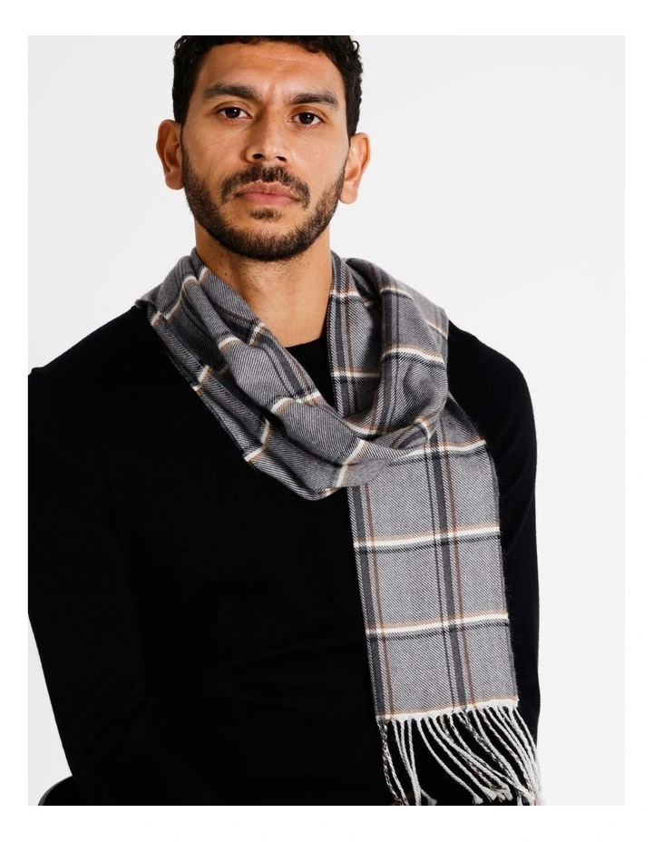 Woven Check Scarf in Grey