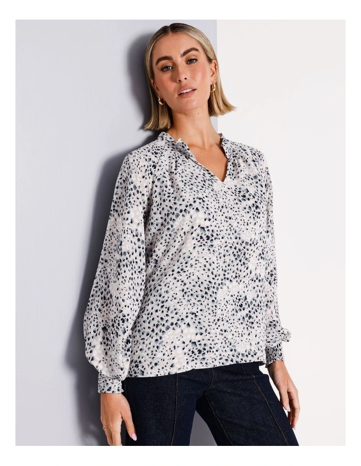 Long Sleeve Pinch Neck Top in Assorted