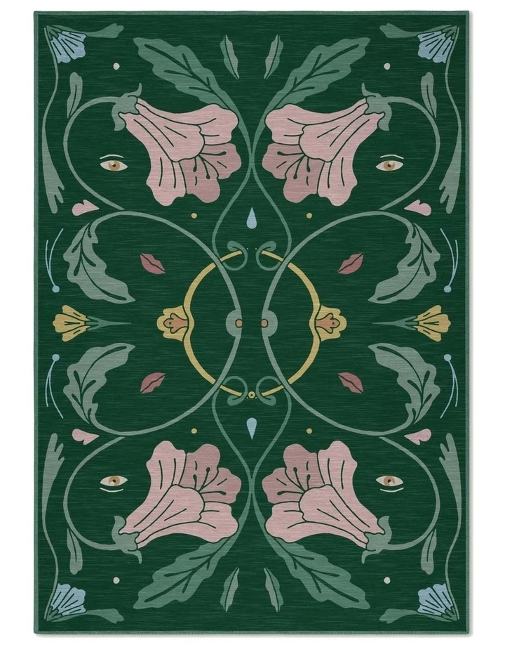 Beauty Washable Chenille Area Rug in Green