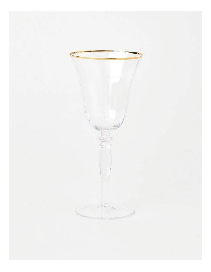 Gabrielle Wine Glass Set of 4 Gold Rib in Clear