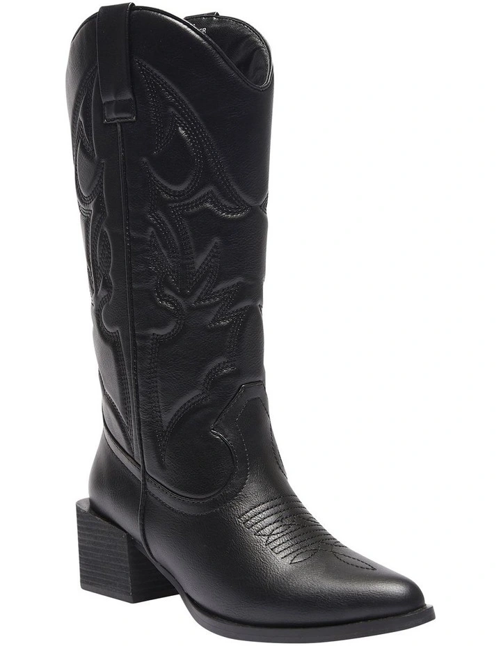Ryder Western Boots in Black Smooth