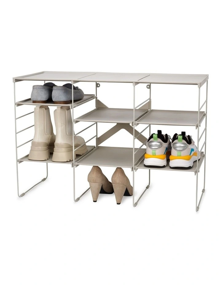 Level Plus Adjustable Triple Shoe Rack in Ecru