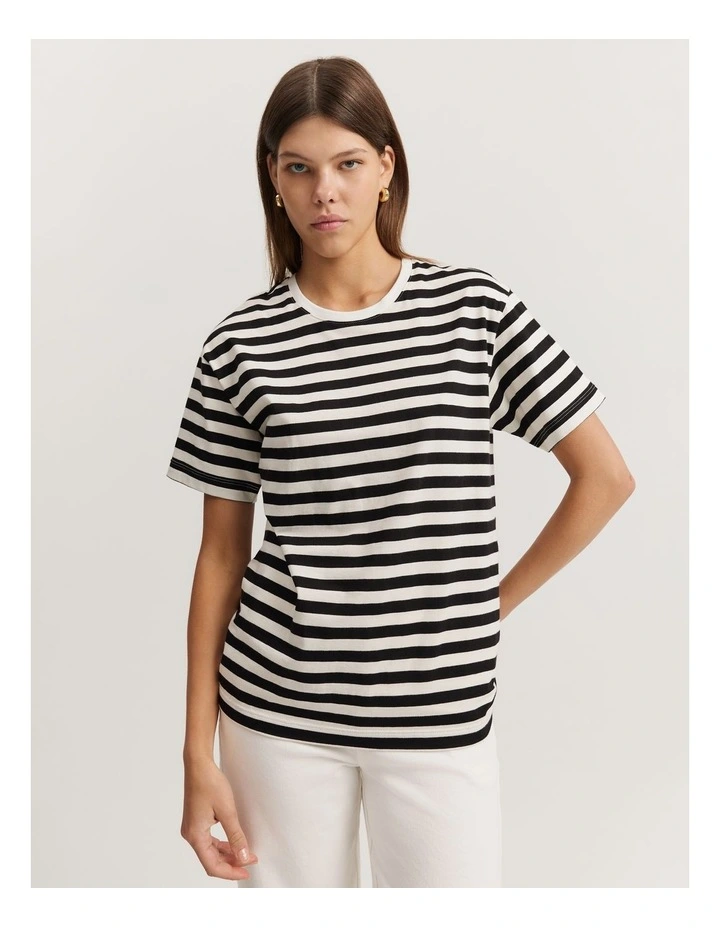 Australian Made Stripe T-Shirt in Black Stripe