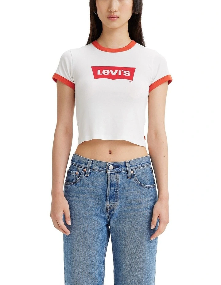 Graphic Mini Ringer Tee in Cloud Dancer