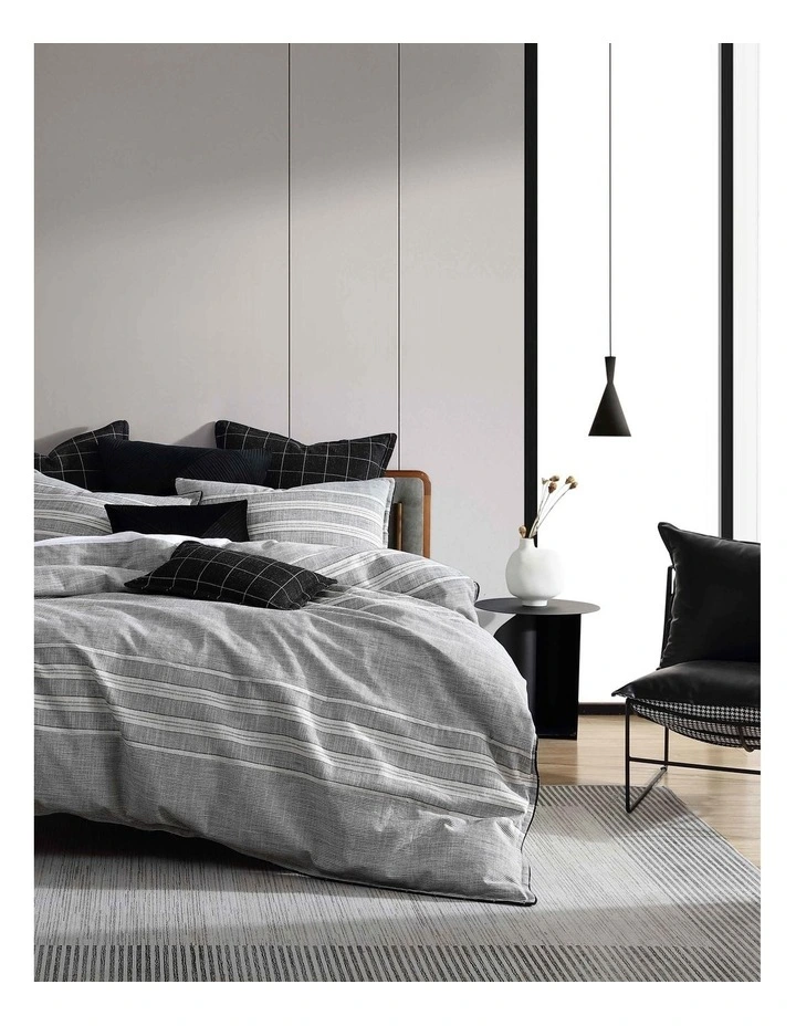 Fitzgerald Coal Quilt Cover Set in Stone