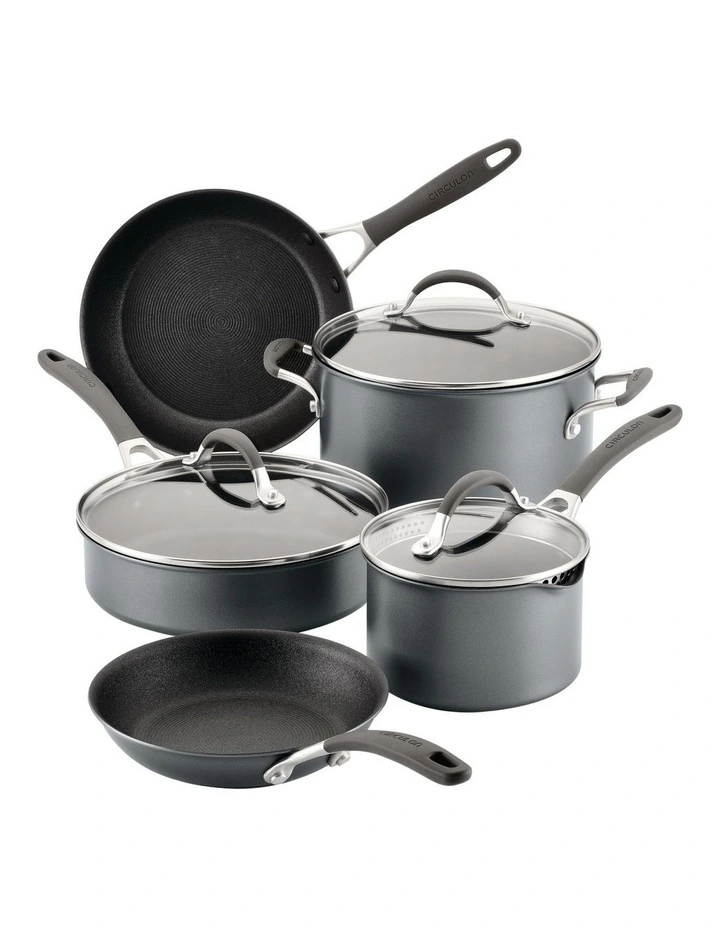 ScratchDefense A1 Nonstick Induction 5 Piece Cookware Set in Grey