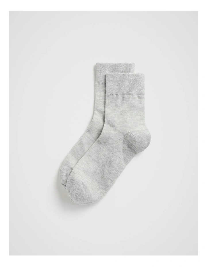 Wide Welt 1/4 Crew Sock in Grey Marle
