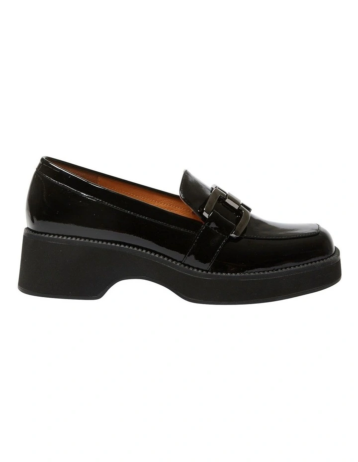Emma Flat Loafers in Black Patent Leather
