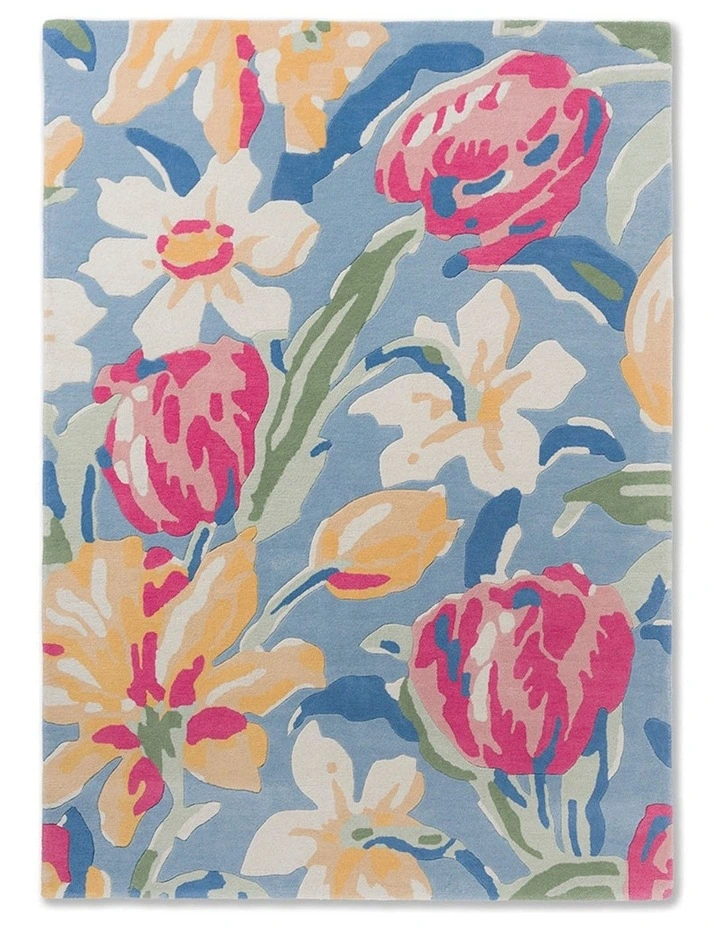 Tulips China Blue Rug 082208 in Multi