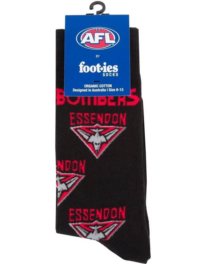 Essendon Bombers Mascot Organic Cotton Socks in Black