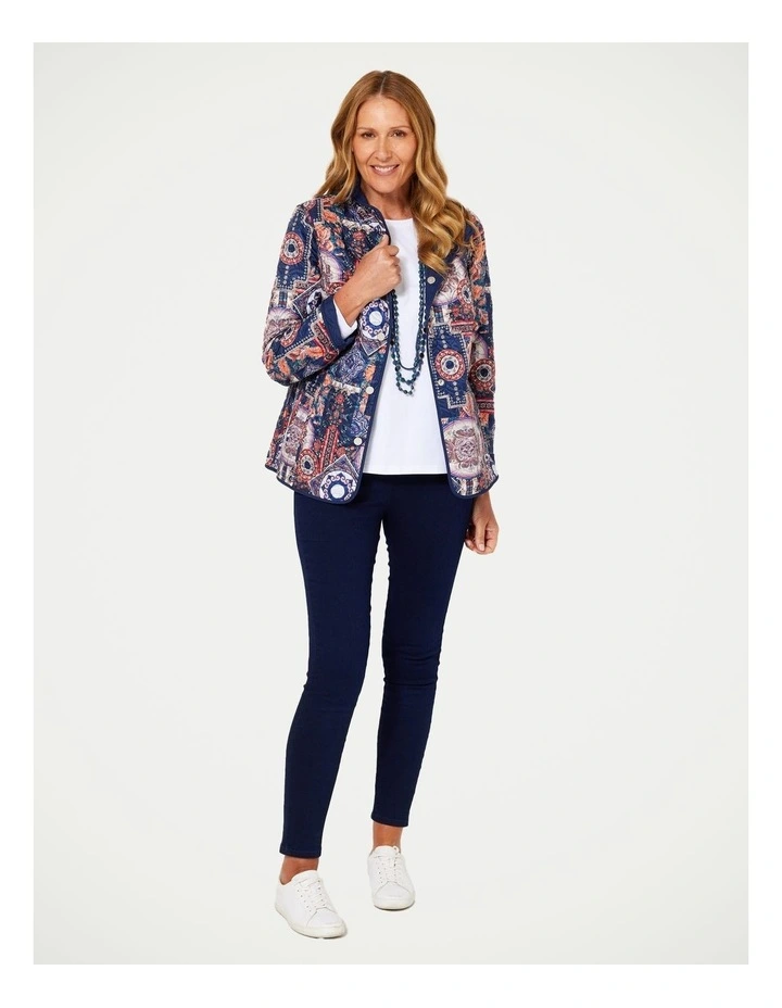 Rider Reversible Print Jacket in Navy