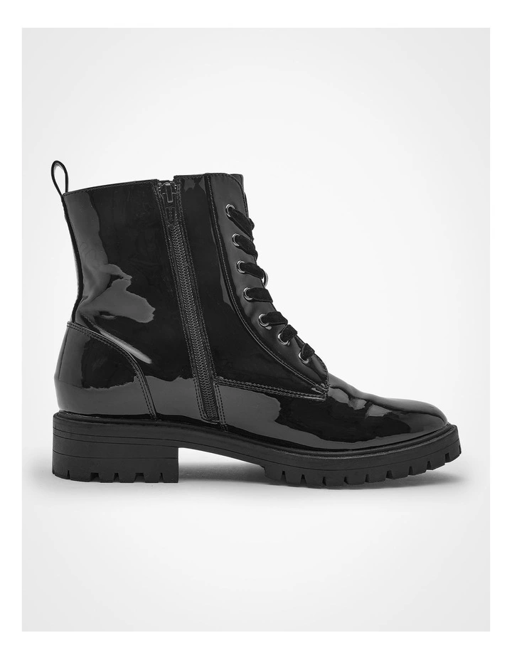 Patent Lace Up Boot Black