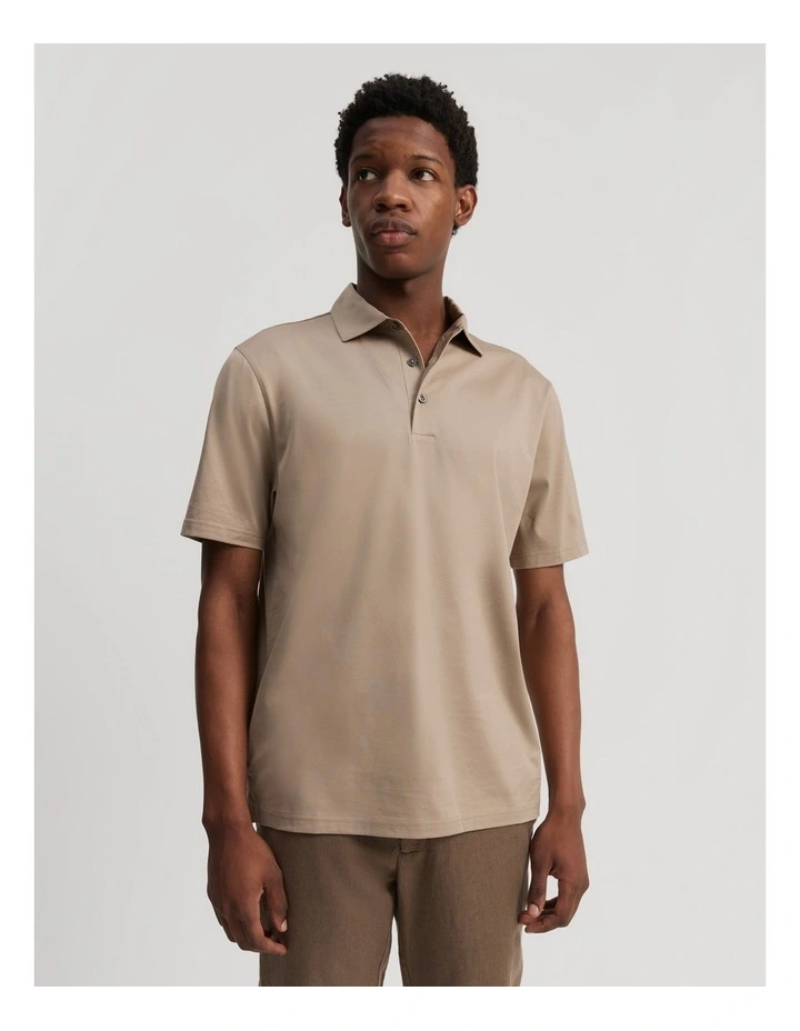 Mercerised Polo in Stone