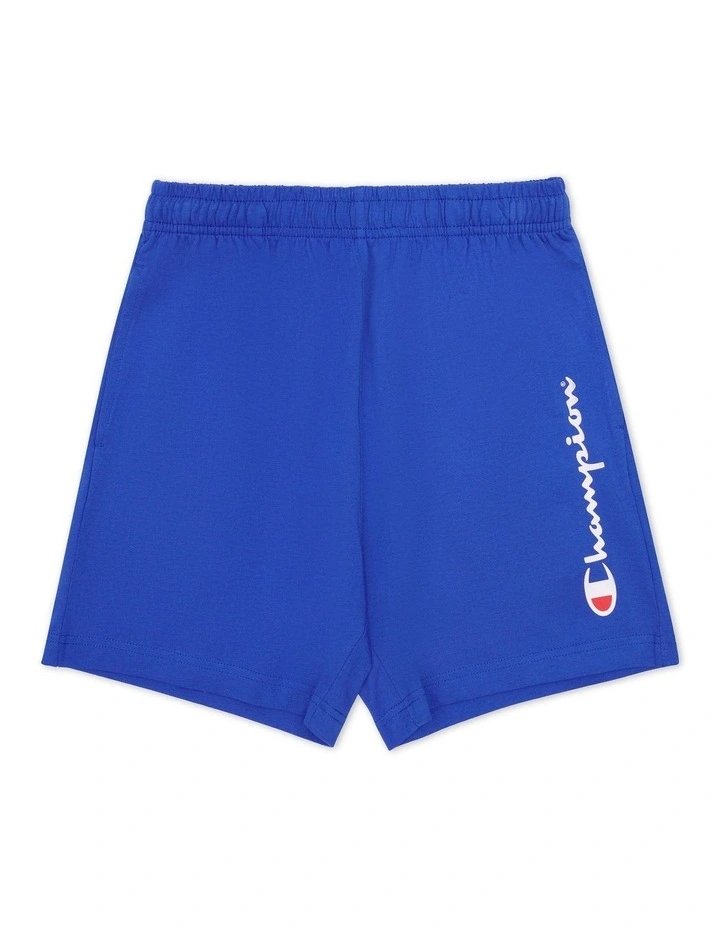 Script Cotton Jersey Short in Blue Grotto